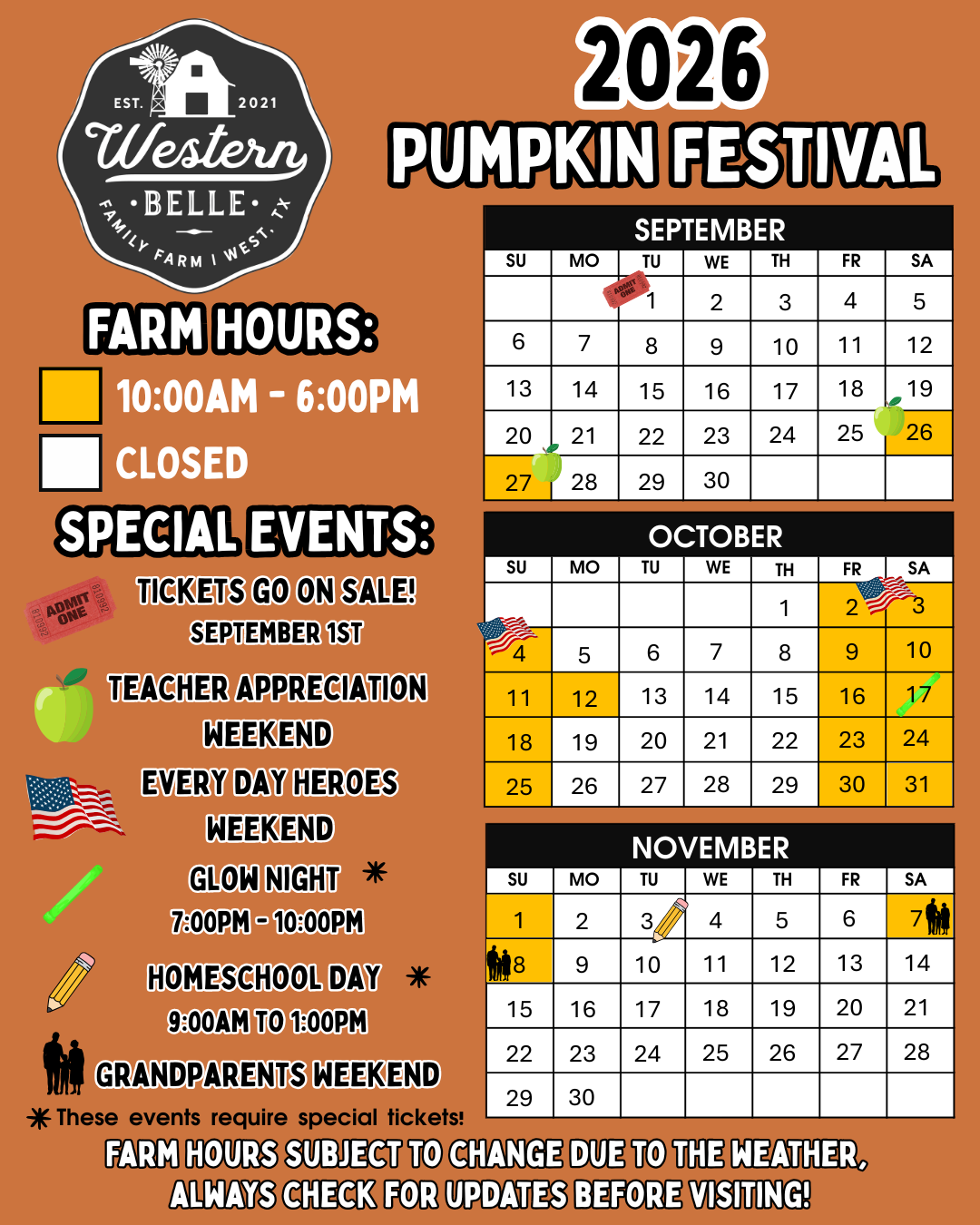 📆✨ Pumpkin Festival 2026 Event Calendar ✨📆